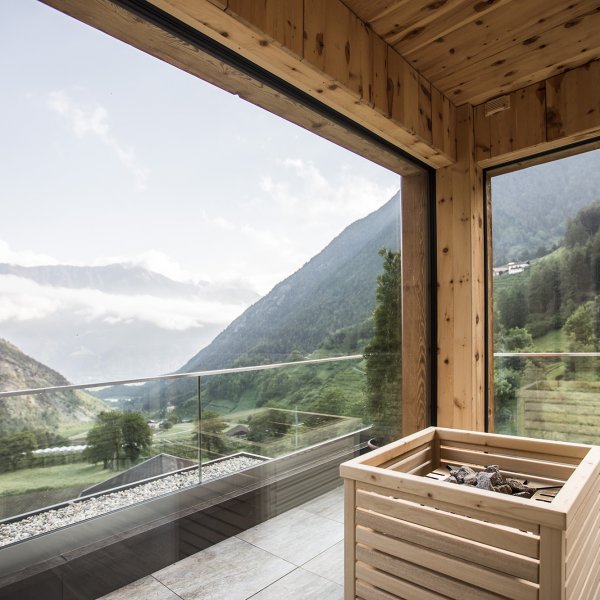 Sauna mit Panorama Aussicht im Vinschgau